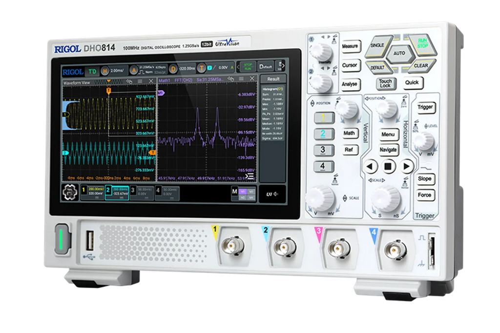 RIGOL DHO802/DHO804/DHO812/DHO814 2/4Channel 70/100MHz Digital Oscilloscope 12 Bit 1.25GSa/Sec 25MPts Depth