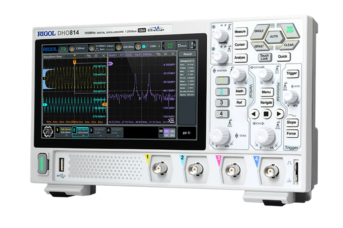 RIGOL DHO802/DHO804/DHO812/DHO814 2/4Channel 70/100MHz Digital Oscilloscope 12 Bit 1.25GSa/Sec 25MPts Depth
