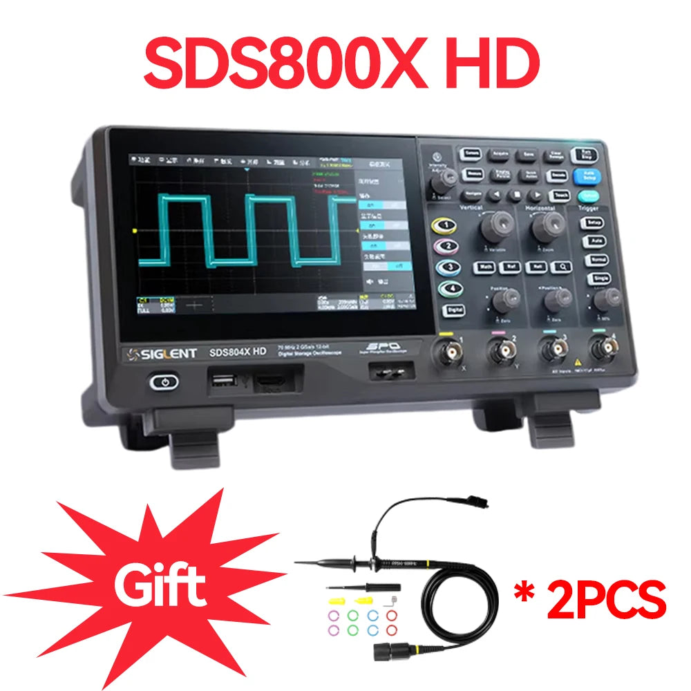 Siglent SDS804/814/824X HD Digital Oscilloscope 70-200MHz Bandwidth 2G Sample Rate Lab-Grade Handheld Portable Oscilloscope
