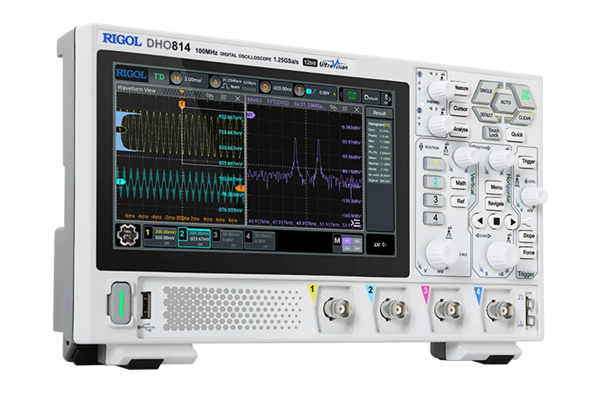 RIGOL DHO802/DHO804/DHO812/DHO814 2/4Channel 70/100MHz Digital Oscilloscope 12 Bit 1.25GSa/Sec 25MPts Depth