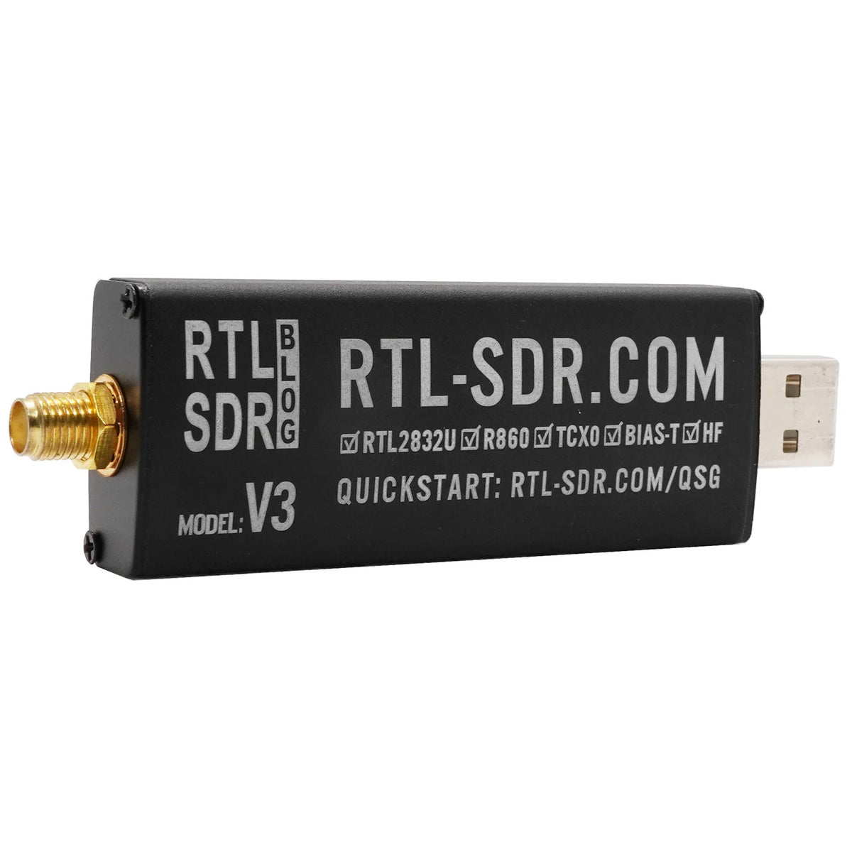 RTL-SDR Blog RTL SDR V3 R860 (R820T2) RTL2832U 1PPM TCXO SMA RTLSDR Software Defined Radio with Multipurpose Dipole Antenna