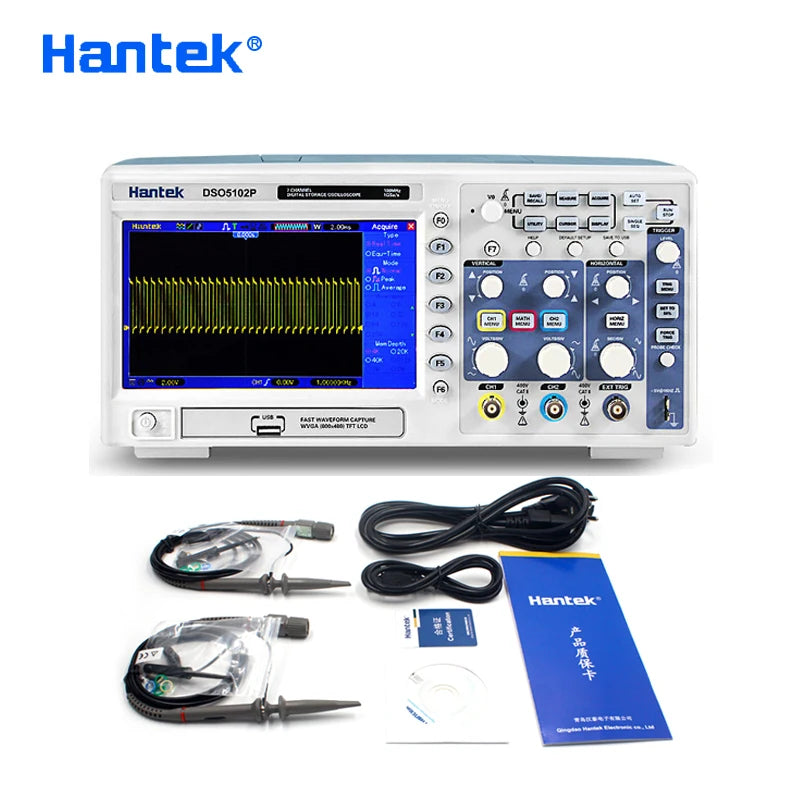 Hantek DSO5202P DSO5102P DSO5072P Digital Oscilloscope 200MHz Bandwidth 2 Channels PC USB LCD Portable Portatil Electrical Tools