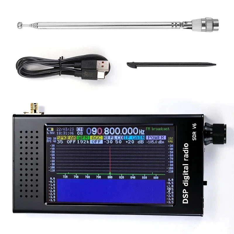 SDR Radio DSP V6 Digital Demodulation Shortwave FM MW SSB CW HAM Radio Receiver with Screen No Power Supply