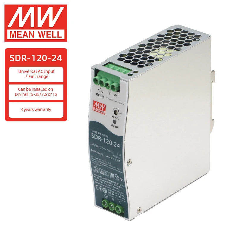 Mean Well SDR-120-24 120W 5A 24V Single Output  Switching Power Supply