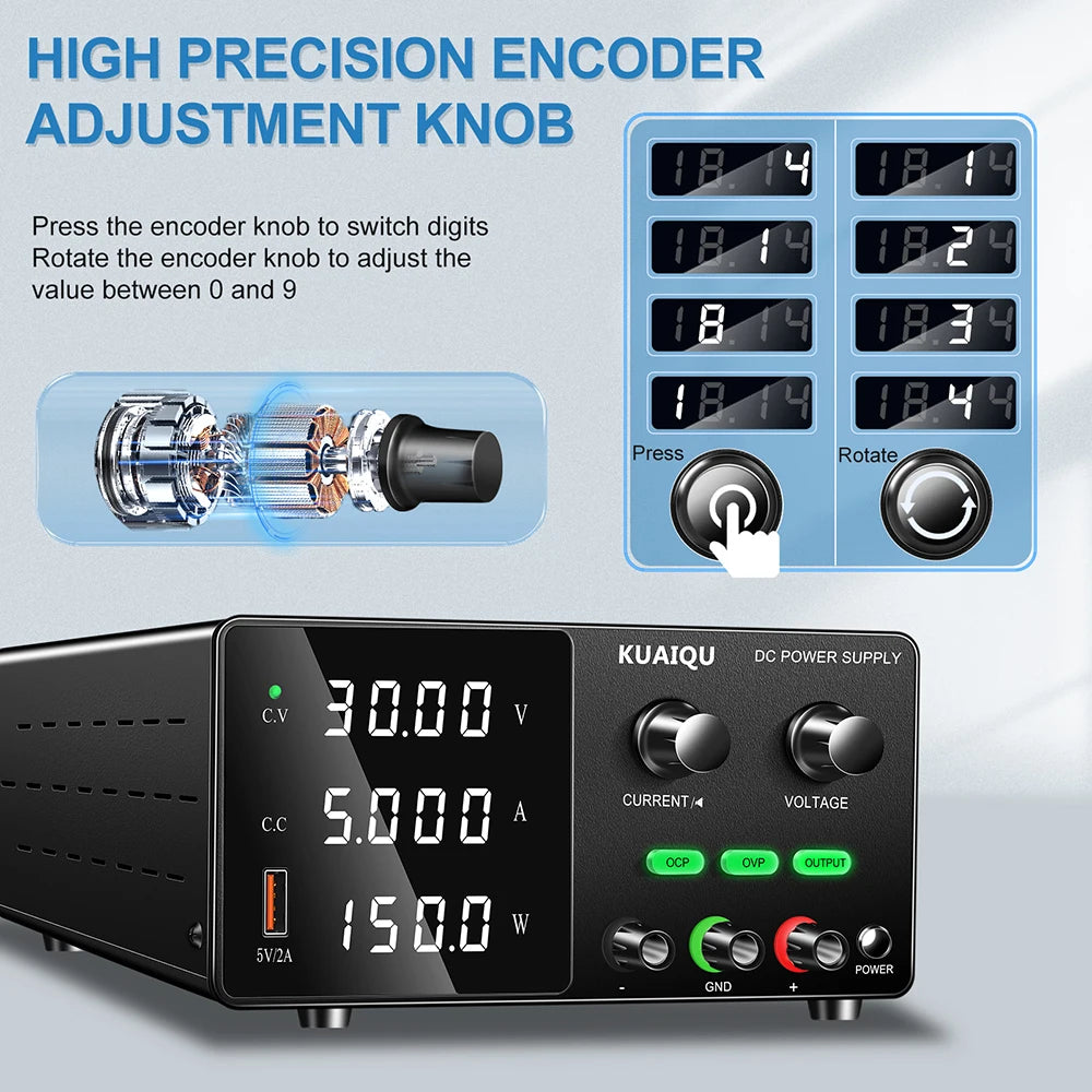 Kuaiqu SPPS-G305 30V5A150W 24V15V12V5V Lab DC Switching Power Supply Automotive Center Panel Electrical Testing Battery Charging