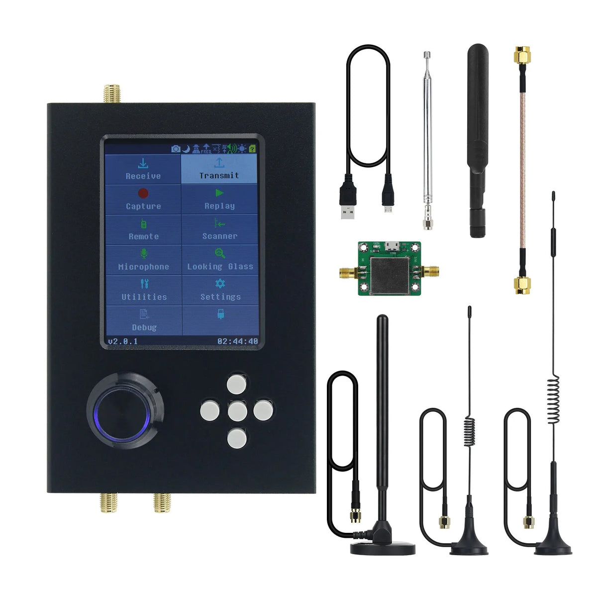 HamGeek 1MHz-6GHz HackRF One R10 V2.0.x SDR + PortaPack H2M with Built-in Speaker + 5 Antennas + LNA
