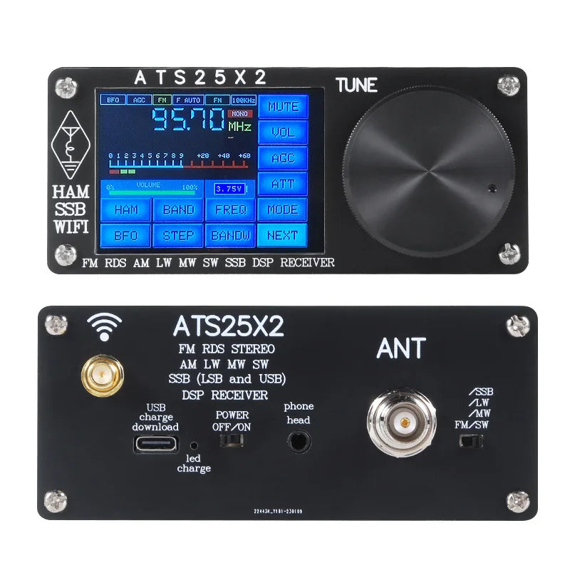 ATS-20+ / ATS-25+ ATS25X1 Si4732 All-Band Radio Receiver FM LW(MW SW) SSB +Whip Antenna +Battery + USB Cable + Speaker