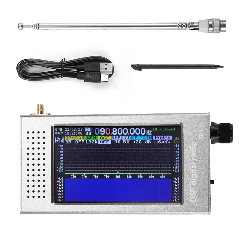 SDR Radio DSP V6 Digital Demodulation Shortwave FM MW SSB CW HAM Radio Receiver with Screen No Power Supply