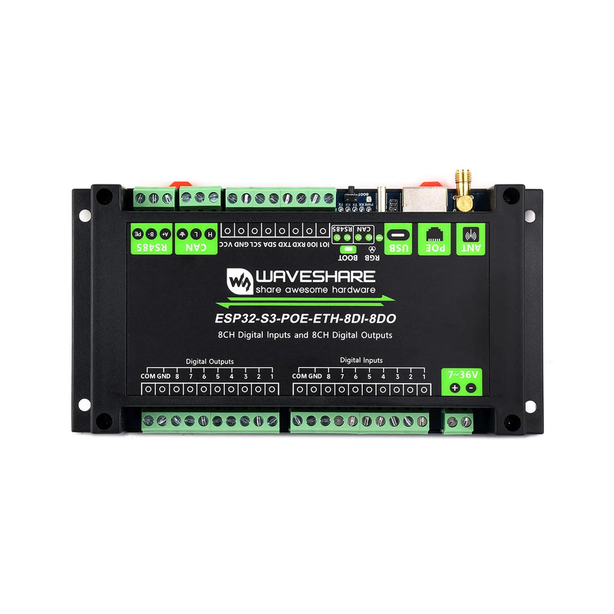 ESP32 S3 Industrial Control Board 8-Channel Digital I/O Controller with WiFi/RS485/CAN Ports