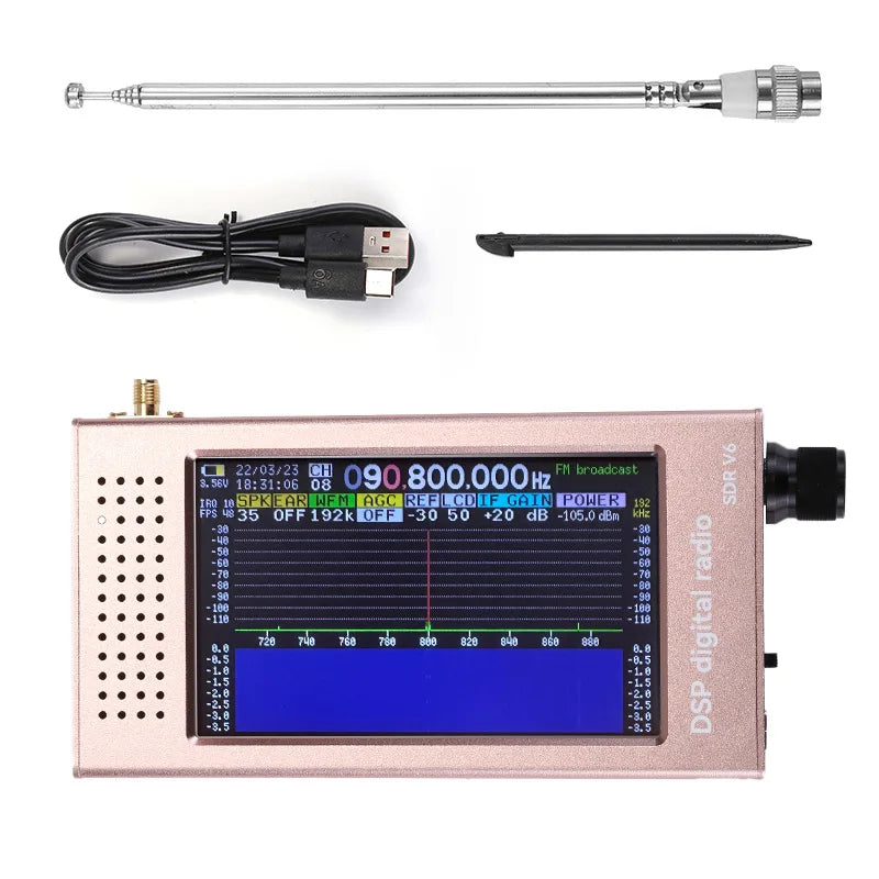 SDR Radio DSP V6 Digital Demodulation Shortwave FM MW SSB CW HAM Radio Receiver with Screen No Power Supply