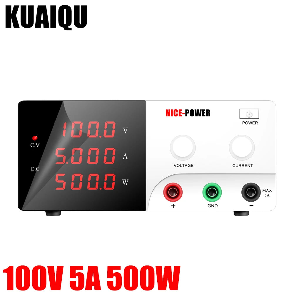 KUAIQU R-SPS1005 100V 5A Single Output Adjustable DC Power Supply with 4-Digit LED Display for Lab & Mobile Phone Repair