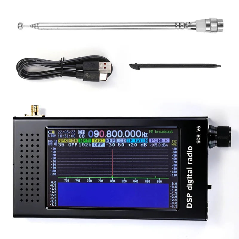 SDR Radio DSP V6 Digital Demodulation Shortwave FM MW SSB CW HAM Radio Receiver with Screen No Power Supply