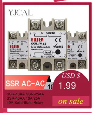 SSR-10DA SSR-25DA SSR-40DA 10A 25A 40A Solid State Relay Module 3-32V Input DC 24-380V AC Output High Quality