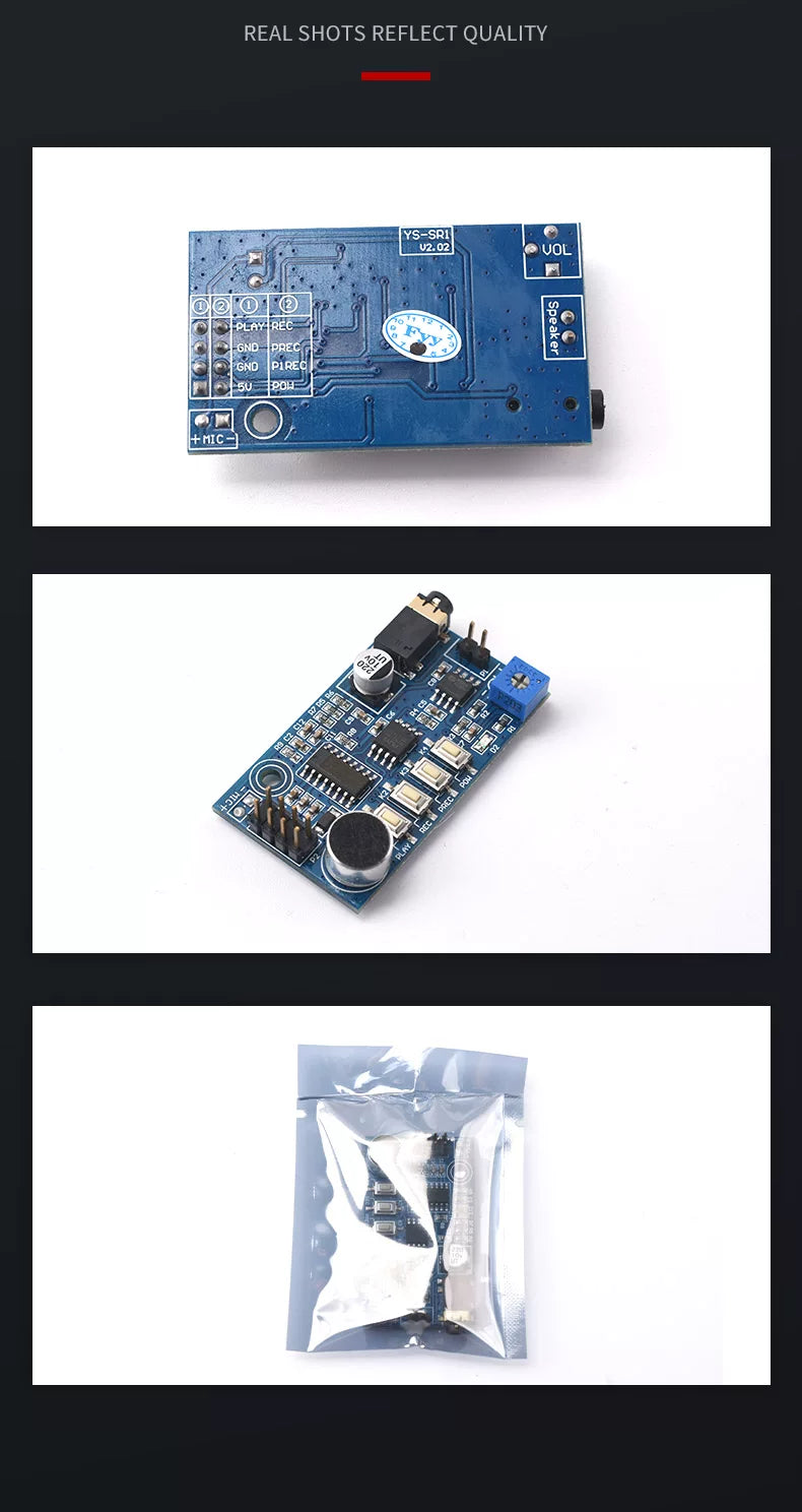 SR1 Recording & Voice Module - Integrated Amplifier, Loudspeaker & Megaphone, Outperforming ISD1820 Record-Playback Module