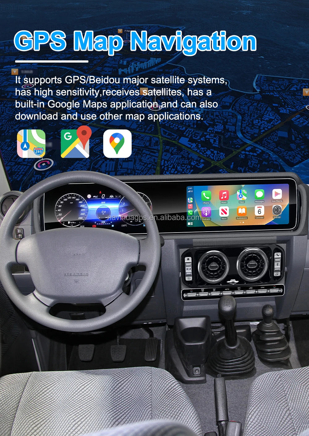 12.3" Dual Screen New Arrival For Toyota Land Cruiser LC70 LC76 Auto Speedometer Cockpit Multimedia Android Car Radio Carplay