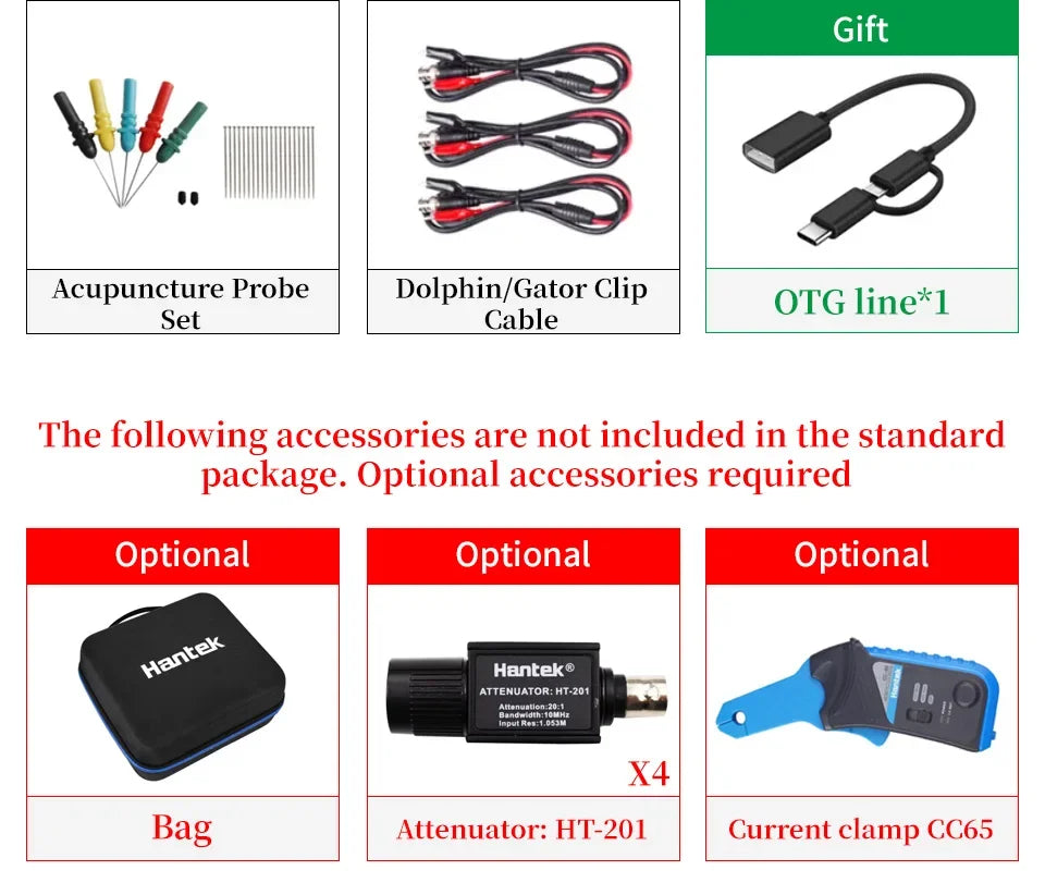 hantek 6074BE/6254BE Automobile Oscilloscope 4-channels Portable USB Virtual Oscilloscope Link PC Android Phone Tablet