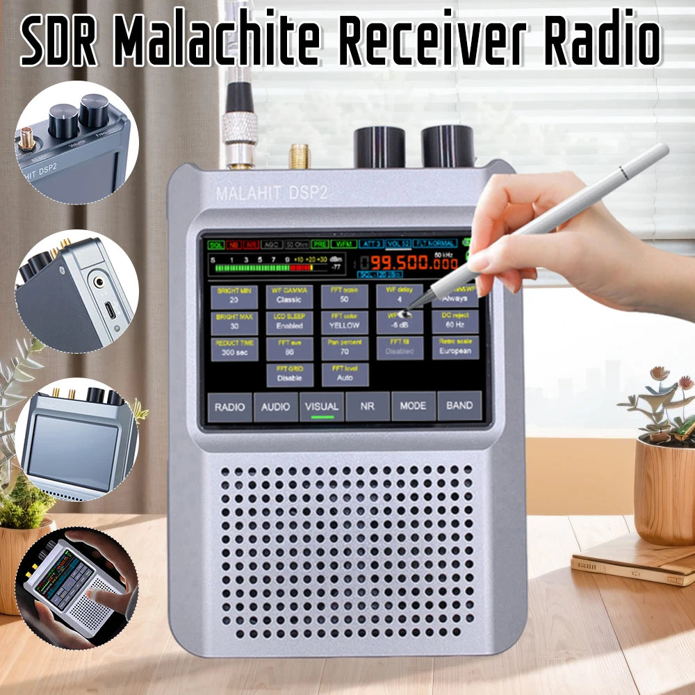 10kHz-380MHz 404MHz-2GHz Malahit-DSP2/DSP1 SDR Malachite Receiver Radio With 5000mAh Battery Firmware 2.40(DSP2) Malahite SDR ﻿