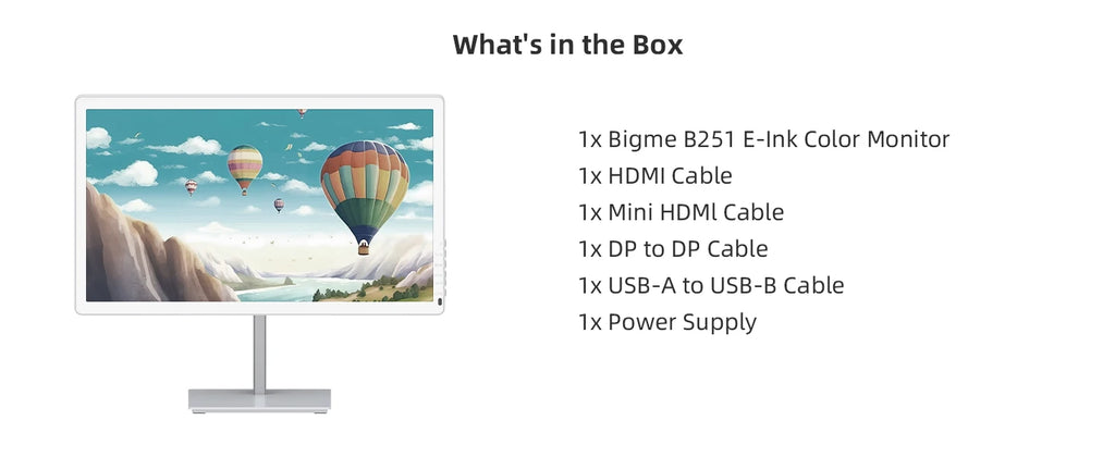 Bigme B251 E-ink computer monitor, 3200*1800 3K Resolution, cold/warm front light, eye-friendly e-paper monitor ebook reading