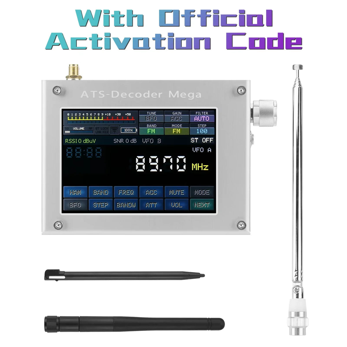 ATS-Decoder Mega SDR Radio AM FM SYNC SSB CW DIGI Receiver Upgraded Version of ATS25 max-Decoder w/ 4" Color Screen