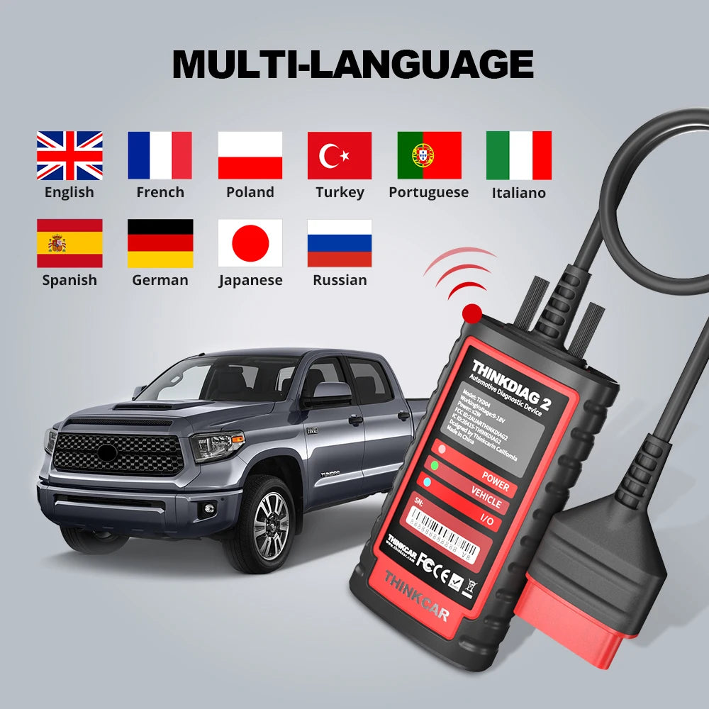 10 pcs Thinkdiag 2 All System Bidirectional Control OBD2 Diagnostic Scanner for iOS & Android, Bluetooth Intelligent Scan Tool