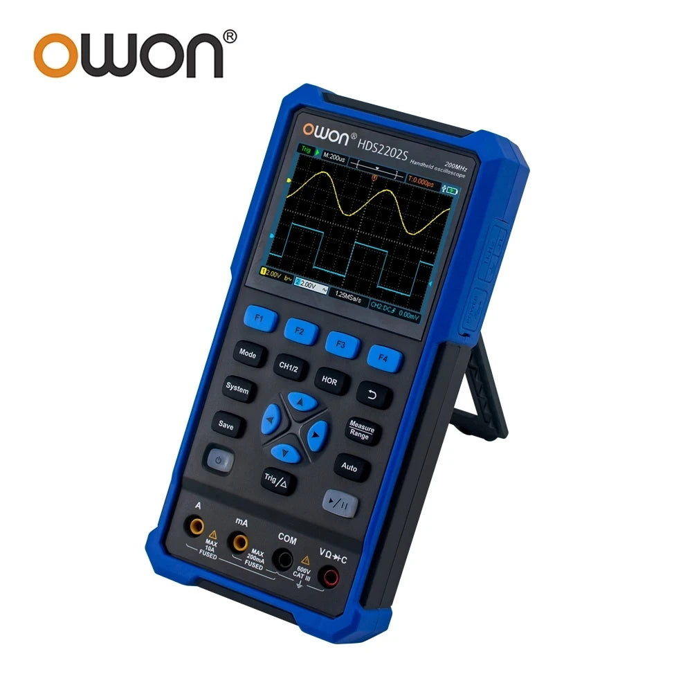 OWON HDS2202S Digital Oscilloscope 2 Channels 200Mhz 1GSa/s True RMS 3 in 1 USB Osiclloscopes +Waveform Generator+Multimeter