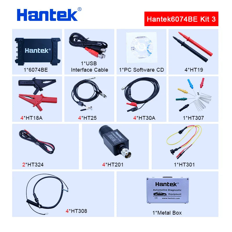Hantek 6074BE 70MHz 4CH Auto Digital Oscilloscope Set Diagnostic Tool 1GSa/s  USB Virtual Oscilloscope Car Diagnostic Instrument