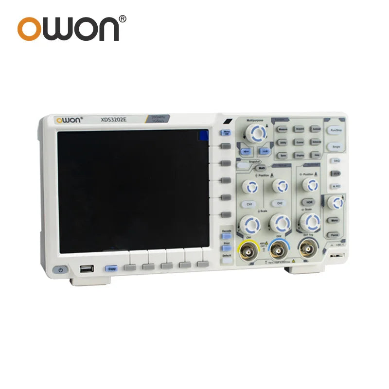 OWON XDS3202E 8 Bits Dual Channel Digital Oscilloscope 200MHz 1GS/s 40M Record Length 56,000 wfms/s 8 inchs 2 +1External Options
