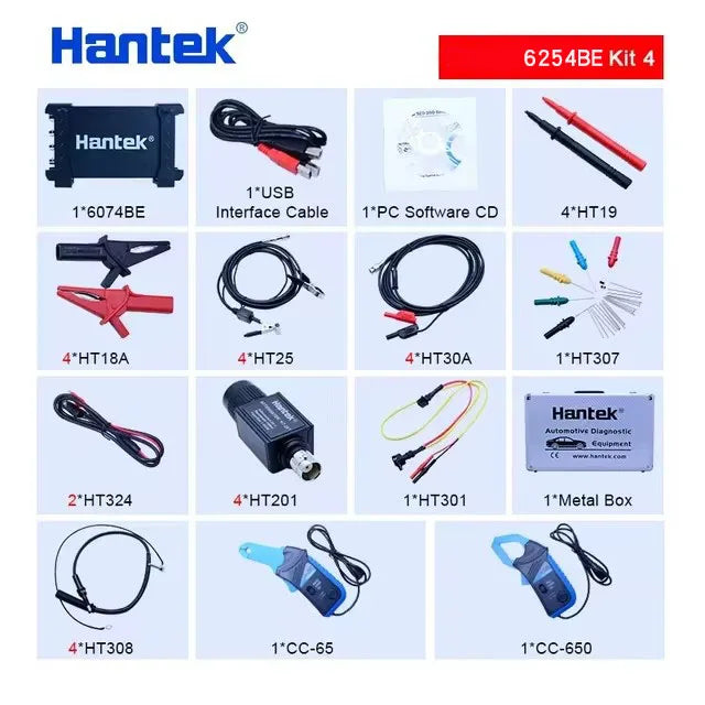 Hantek Portable PC USB digital Oscilloscope 4-channels Automotive diagnostic function Oscilloscope 6254BE Kit II Kit III Kit IV