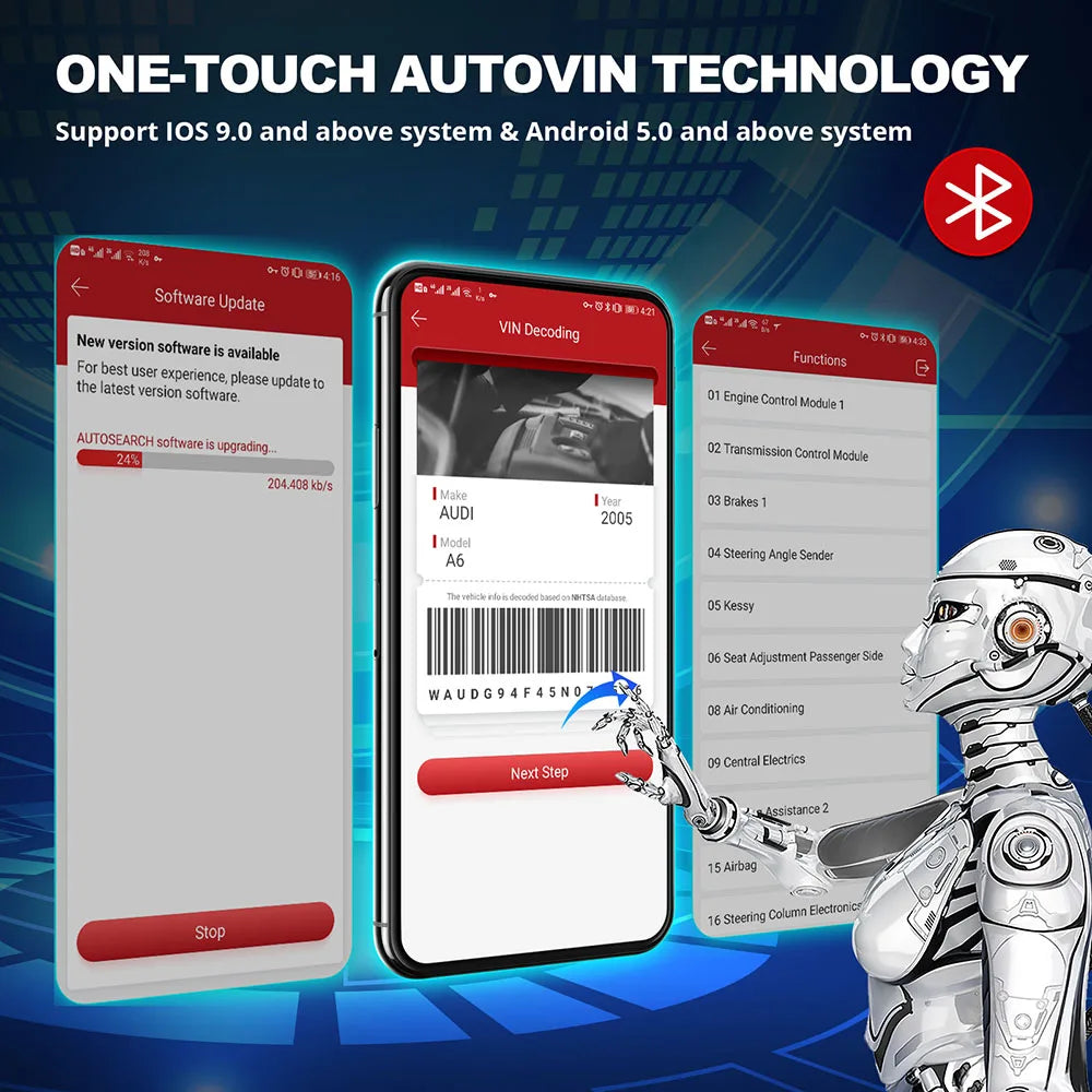 10 pcs Thinkdiag 2 All System Bidirectional Control OBD2 Diagnostic Scanner for iOS & Android, Bluetooth Intelligent Scan Tool