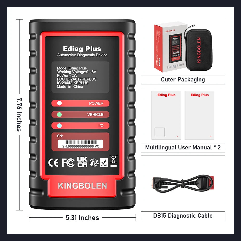 10Pcs KINGBOLEN Ediag Plus, THINKCAR THINKDIAG 2, CANFD ALL System Car Diagnostic Tool ECU Coding Bi-directional 16 Reset