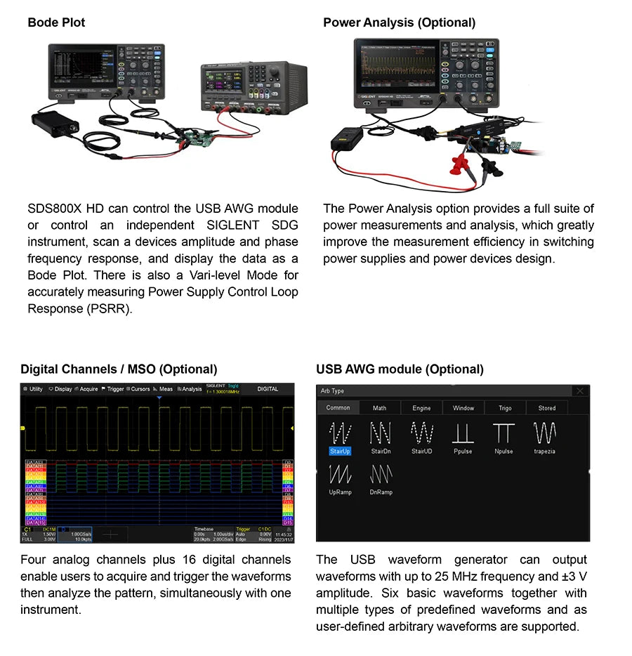 Siglent SDS804/814/824X HD Digital Oscilloscope 70-200MHz Bandwidth 2G Sample Rate Lab-Grade Handheld Portable Oscilloscope