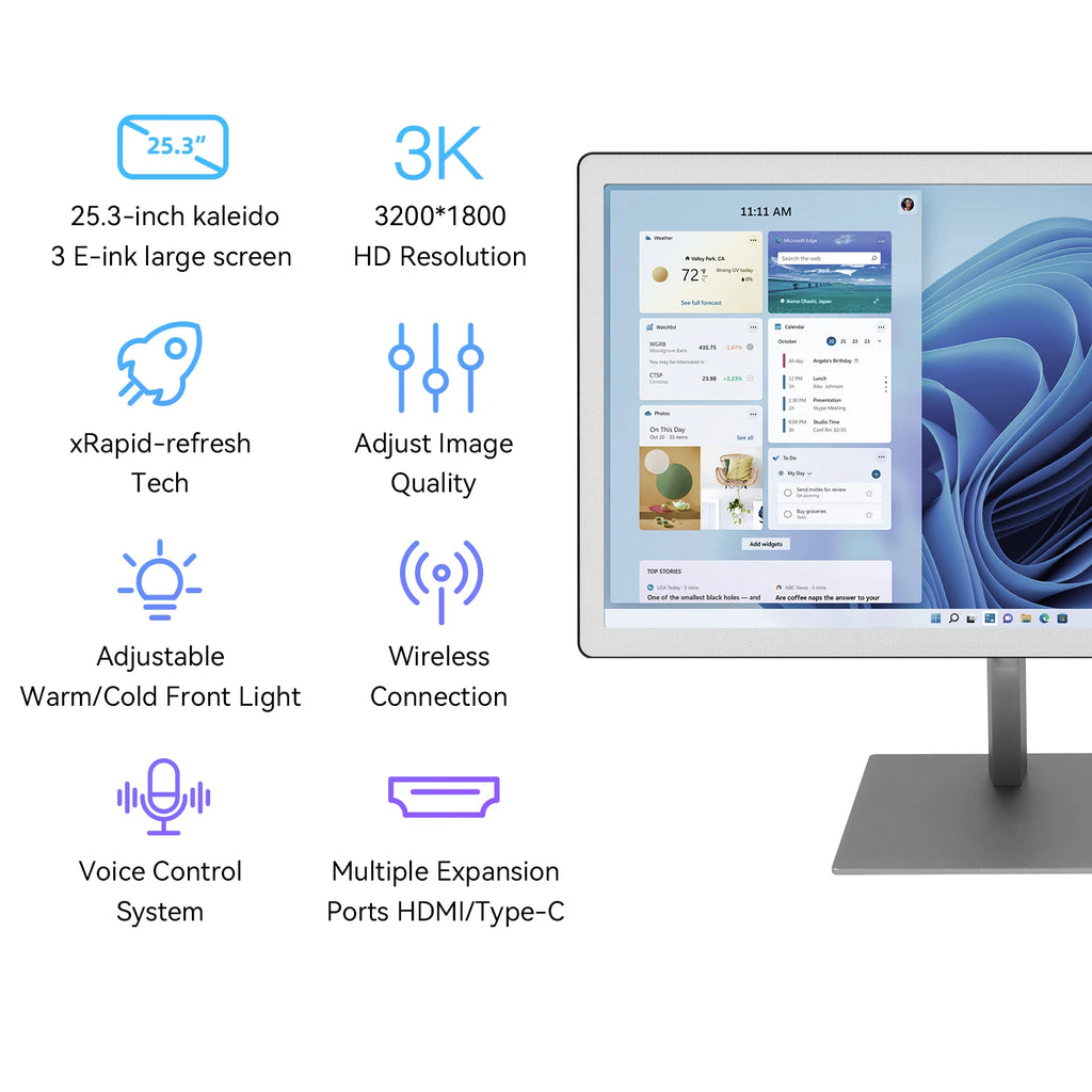 Bigme B251 E-ink computer monitor, 3200*1800 3K Resolution, cold/warm front light, eye-friendly e-paper monitor ebook reading