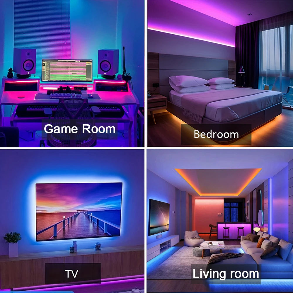 RGB LED Strip Lights 5m 10m 20m 30m LED Room Light with APP Control Flexible Ribbon Luces LED Tape for Room Bedroom Decoration