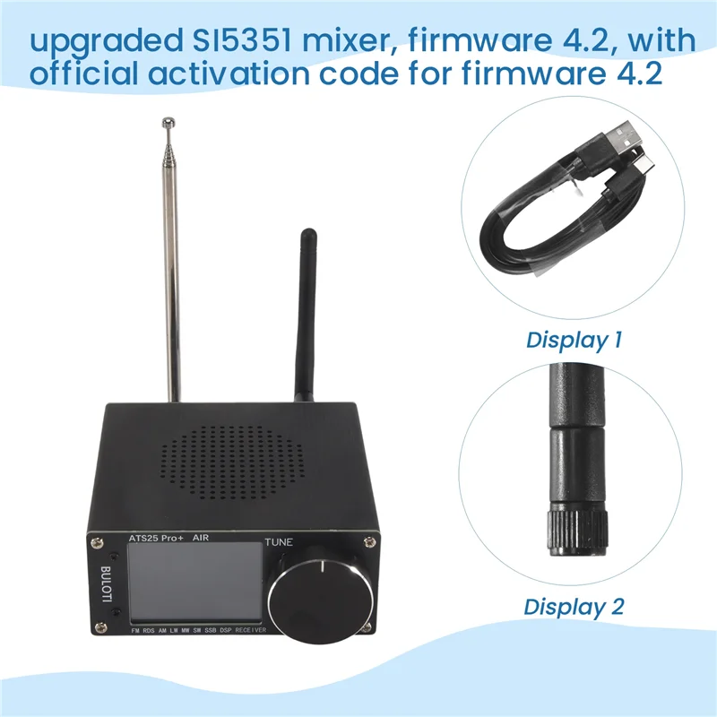 B04B-ATS25 Pro+ AIR Full Band Radio Receiver FM SW SSB MW LW AIR SDR Aviation Band Receiver Supports Bluetooth