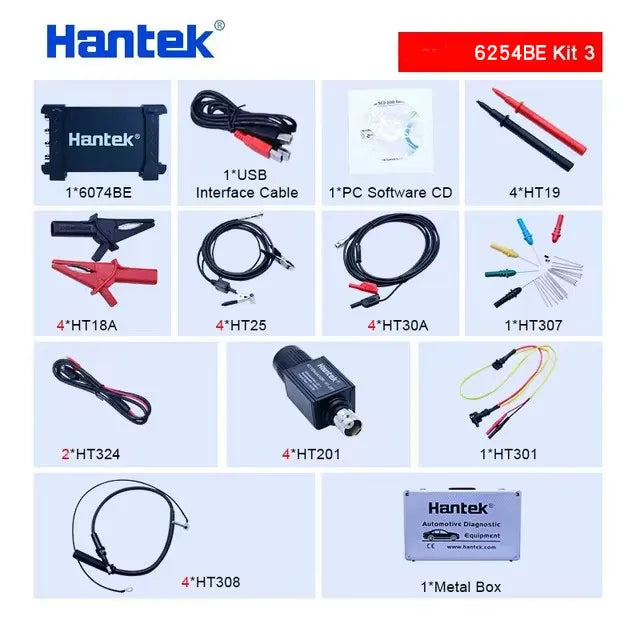 Hantek Portable PC USB digital Oscilloscope 4-channels Automotive diagnostic function Oscilloscope 6254BE Kit II Kit III Kit IV