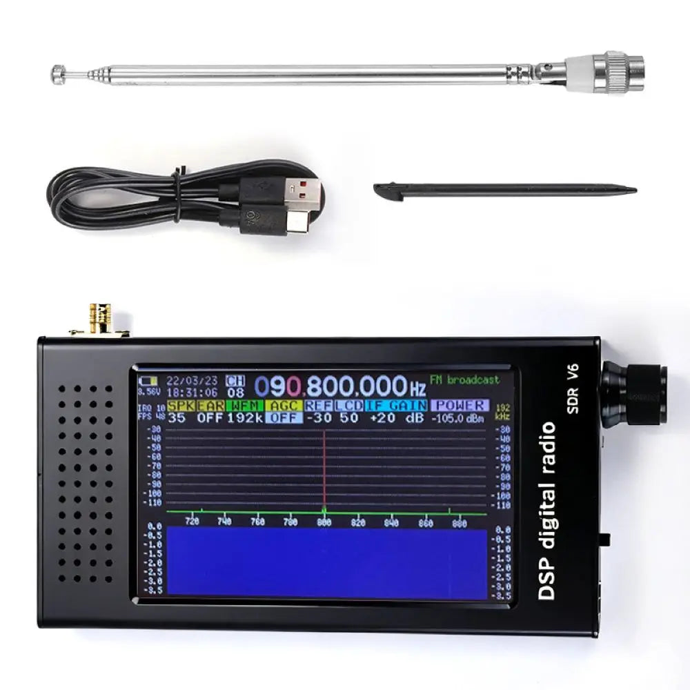 SDR Digital Demodulation Receiver Full Band Software Defined Radio with 4.3'' Touch Screen Real-time & Spectrum
