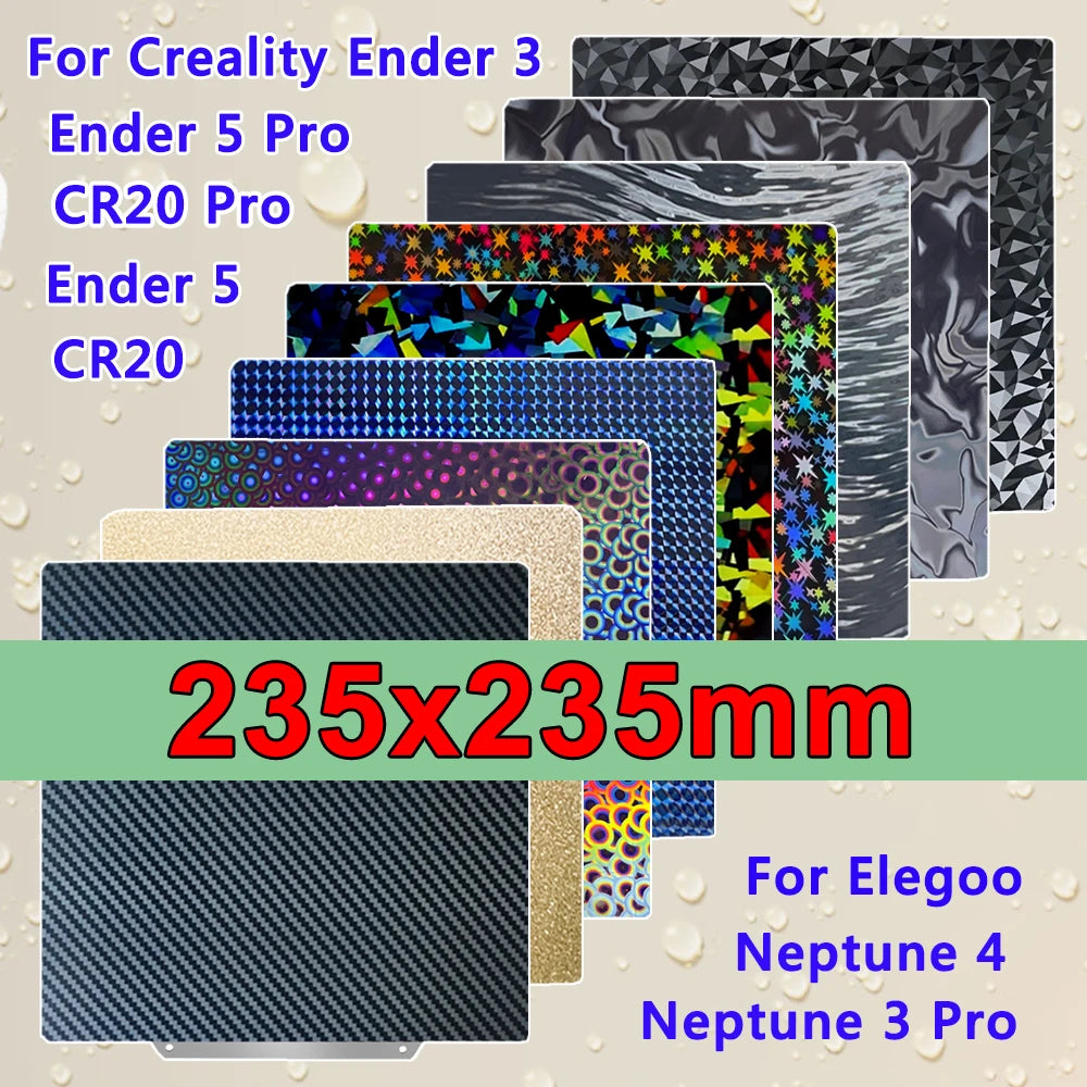 PEI Plate Sheet for Ender 3, Ender 5, CR20 Pro Build Plate Double Sided Spring Steel Sheet for Elegoo Neptune 4, Neptune 3 Pro