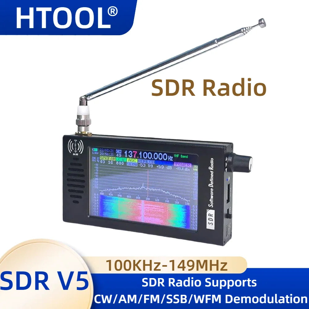 HTOOL SDR Radio Shortwave DSP Digital FM Radio Receiver Tranceiver SDR DSP Demodulation Color Display
