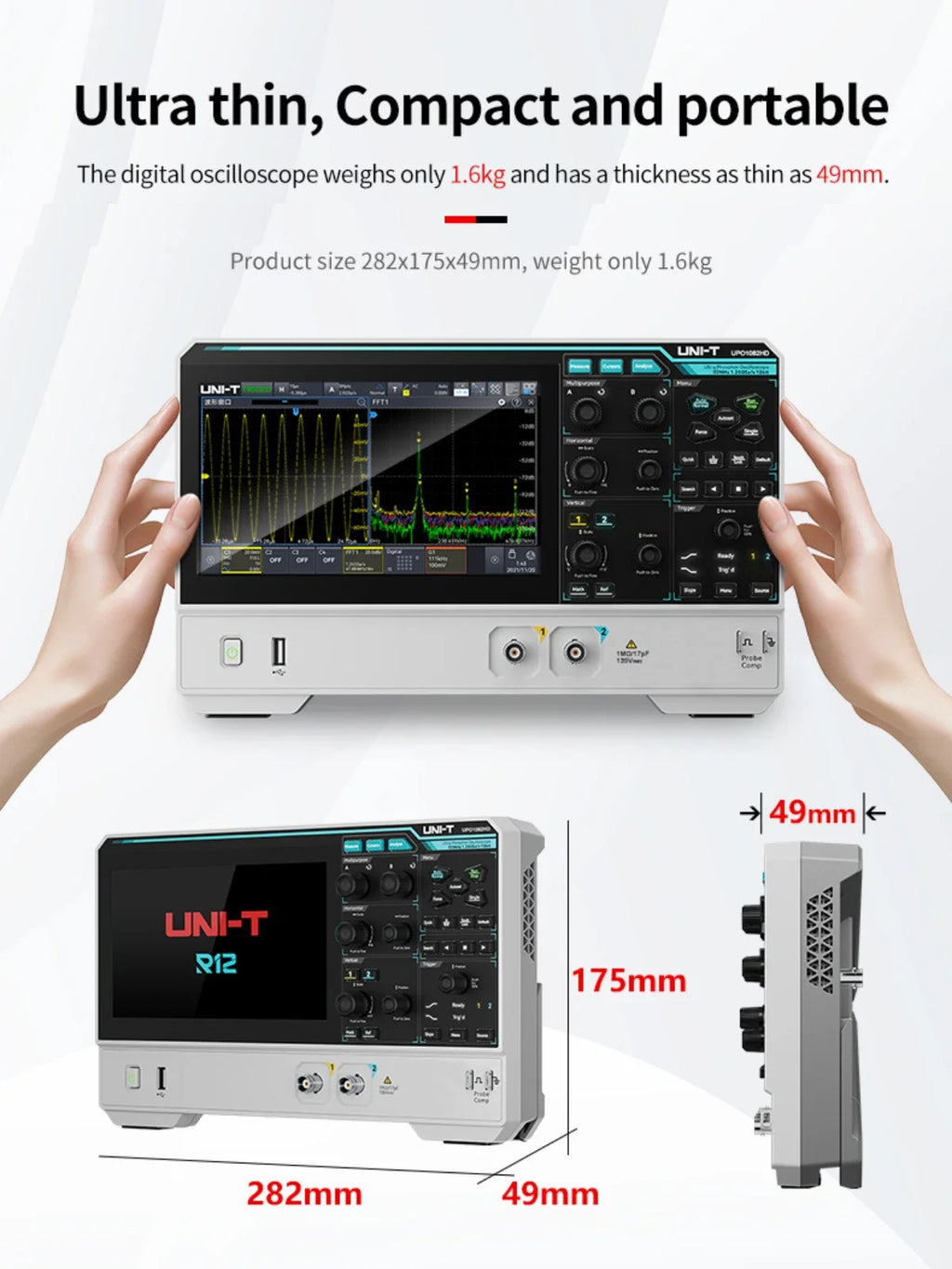 UNI-T UPO1000HD Series 12bit High-Res Oscilloscope | 150MHz 2/4CH with Power Analysis | UART/I2C/SPI/CAN/LIN Decoding