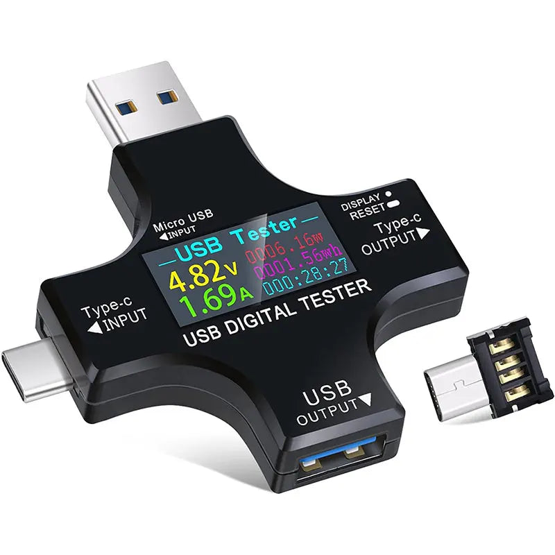 USB Tester Type-C USB-C Tester Voltage Current Tester Detector Reader Multimeter Color Screen for Phone Laptop Power Bank etc.