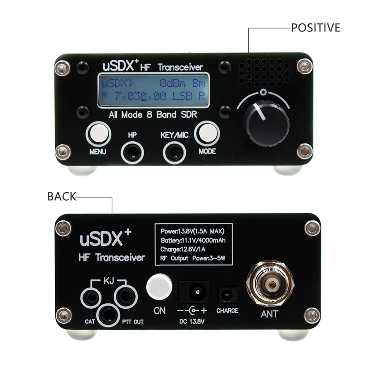 2025-3C USDR USDX+Plus V2 8-Band SDR Transceiver HF SSB QRP LCD with Display Speaker Microphone HF Transceiver with US Plug