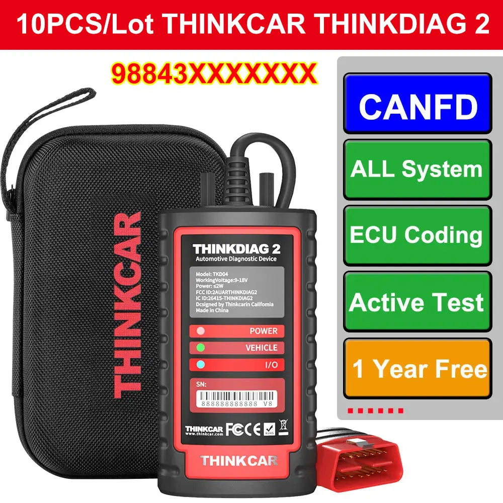 10Pcs KINGBOLEN Ediag Plus, THINKCAR THINKDIAG 2, CANFD ALL System Car Diagnostic Tool ECU Coding Bi-directional 16 Reset