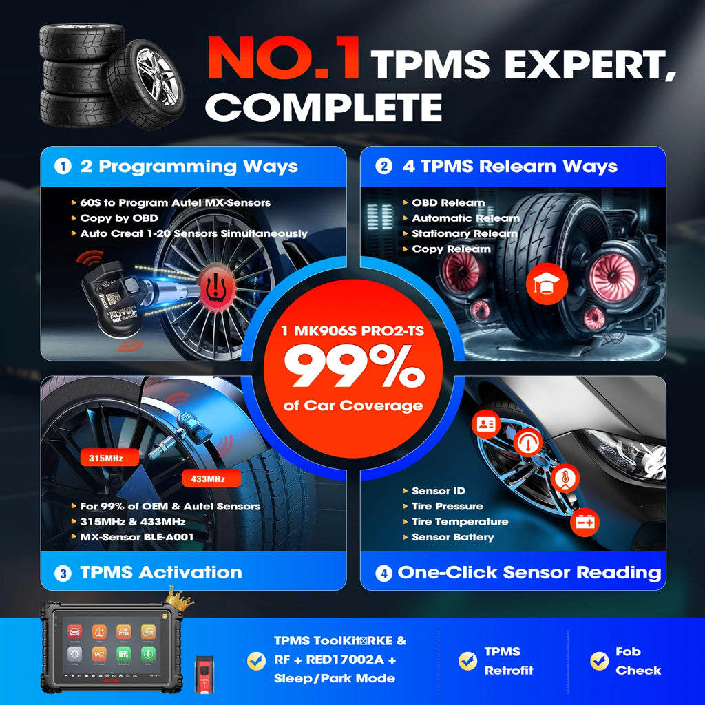 Autel MaxiCOM MK906S Pro2-TS MK906S Pro-TS Auto TPMS Programming Diagnostics Tool ECU Coding All Systems OBD2 Diagnosis Scanner