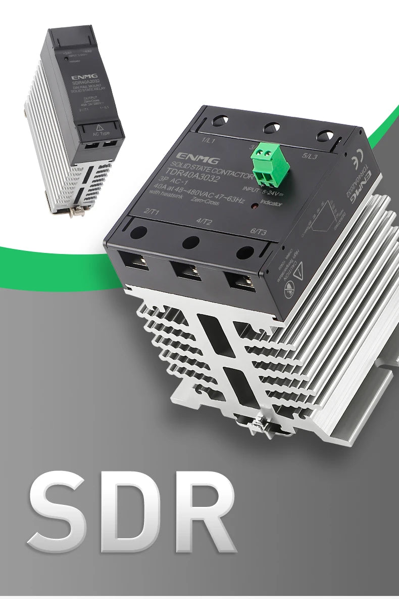 ENMG SDR25A2032 Solid State Relay SSR 25A 5/12/24VDC Control 220VAC Load DIN Rail Mount Optocoupler Isolation Enhanced Heat Diss