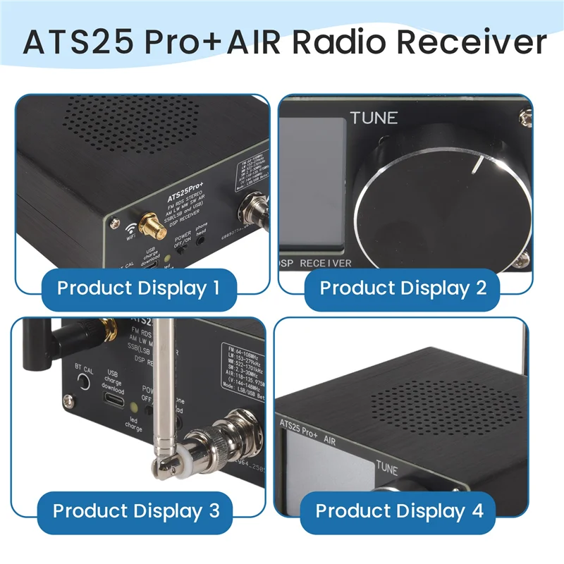 B04B-ATS25 Pro+ AIR Full Band Radio Receiver FM SW SSB MW LW AIR SDR Aviation Band Receiver Supports Bluetooth