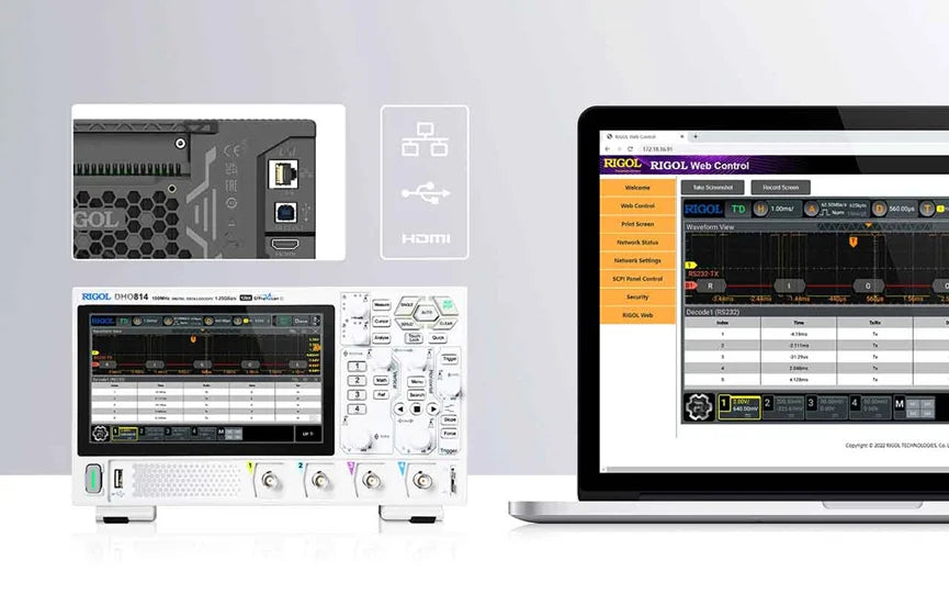 RIGOL DHO802/DHO804/DHO812/DHO814 Digital Oscilloscopes 70/100MHz 2/4Channel 25Mpts Depth