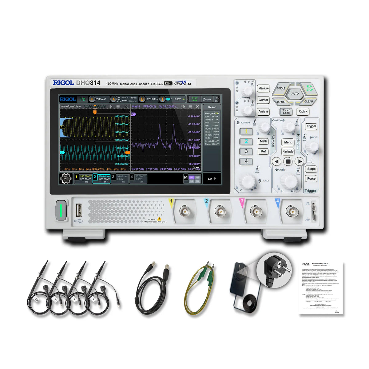 RIGOL DHO800 Series Digital Oscilloscopes Portable,70-100MHz,1.25G Sa/s, type-c Power Supply, DHO802/DHO804/DHO812/DHO814