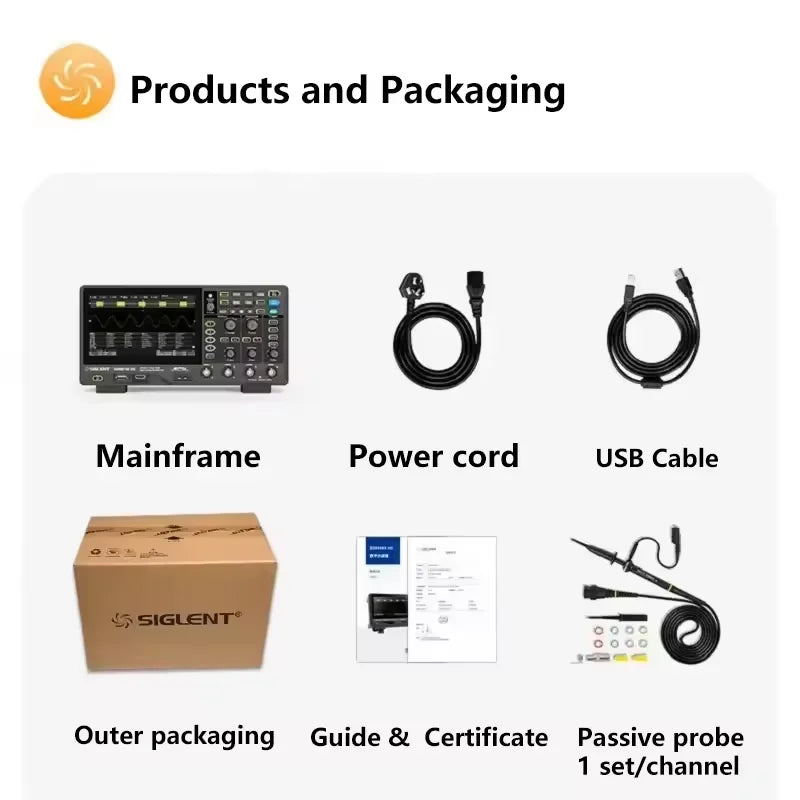 Siglent SDS804/814/824X HD Digital Oscilloscope 70-200MHz Bandwidth 2G Sample Rate Lab-Grade Handheld Portable Oscilloscope