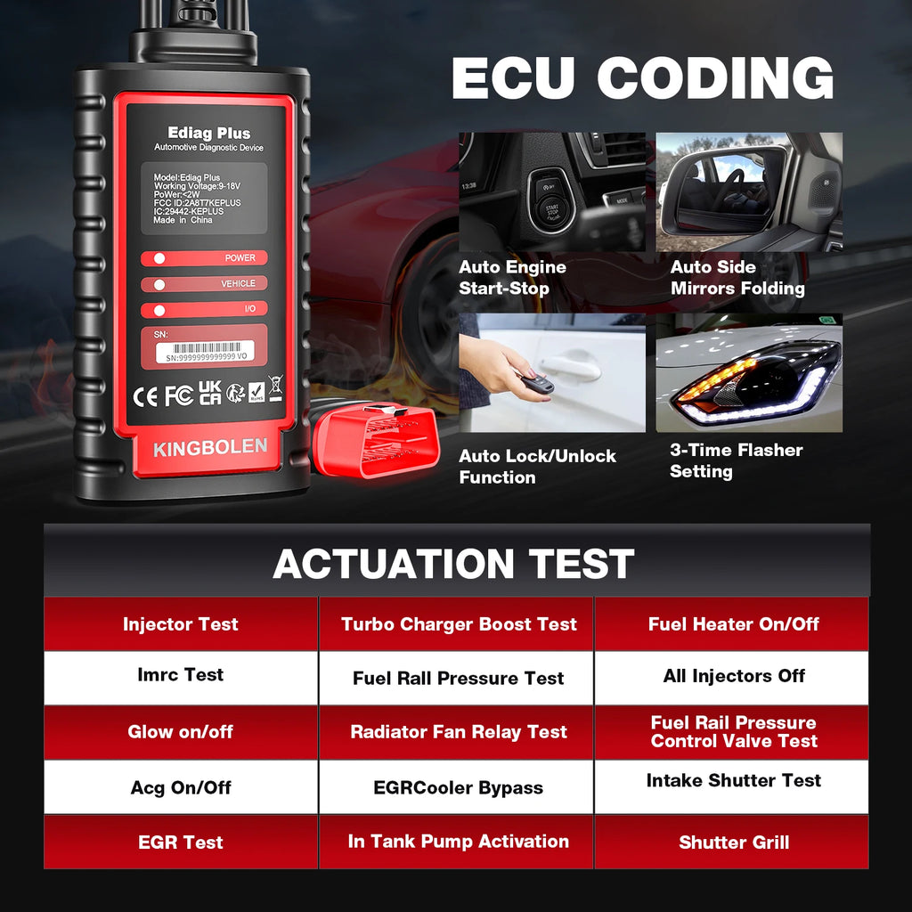 10Pcs KINGBOLEN Ediag Plus, THINKCAR THINKDIAG 2, CANFD ALL System Car Diagnostic Tool ECU Coding Bi-directional 16 Reset