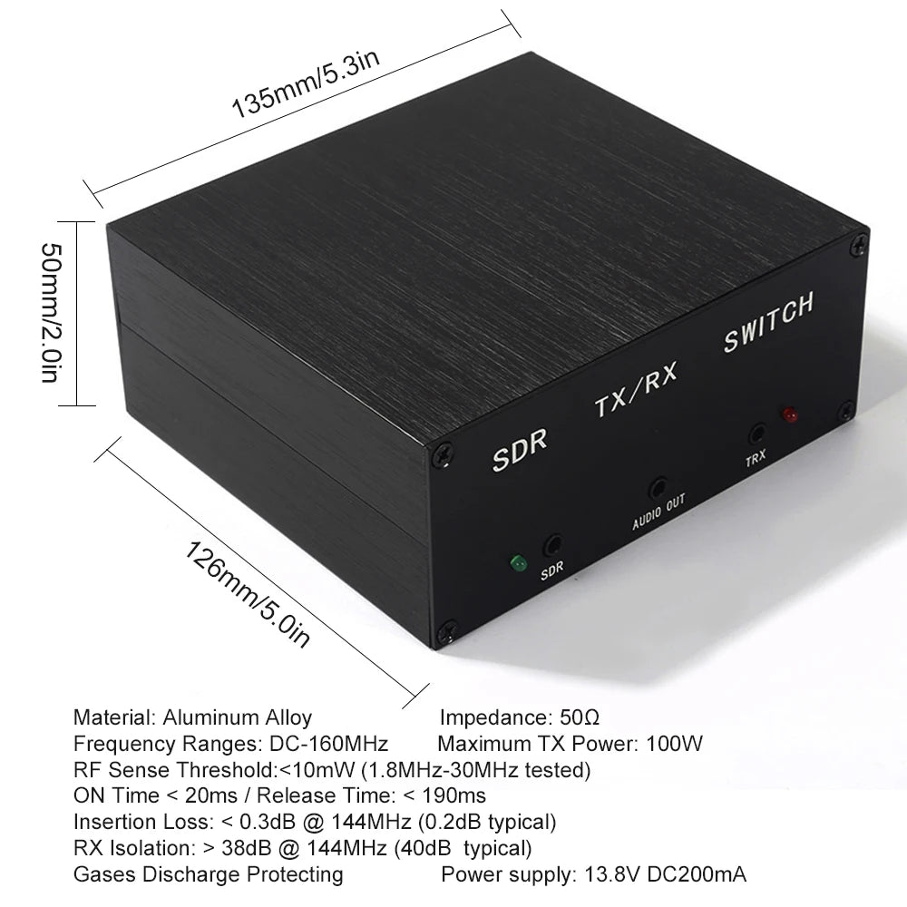100W 160MHz Antenna Sharer SDR Transceiver TR Switching Device Gases Discharge Protecting Aluminum Alloy SDR Transceiver Switch